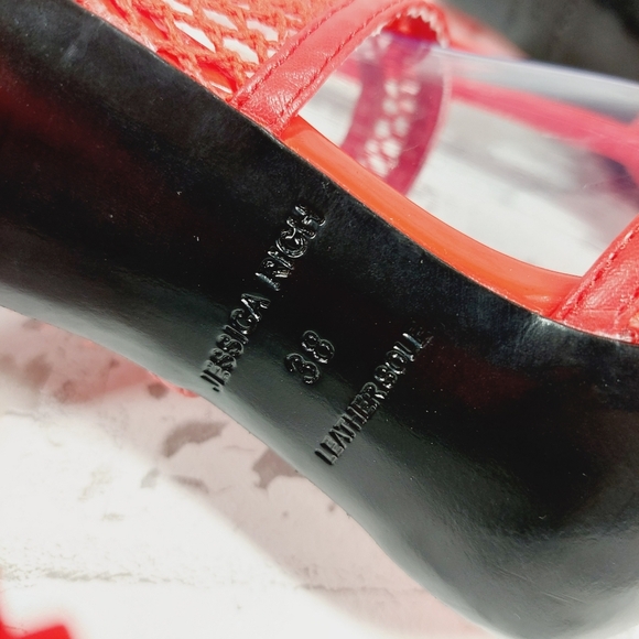 New JESSICA RICH Ysabelle Fishnet Red Pointed Toe Pum X133 - Picture 11 of 13